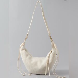 New American Eagle Cream Sherpa Crescent Bag